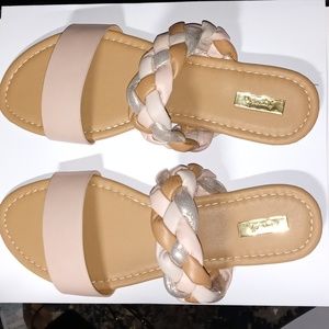 Qupid Nude Pu Braided Sandal
